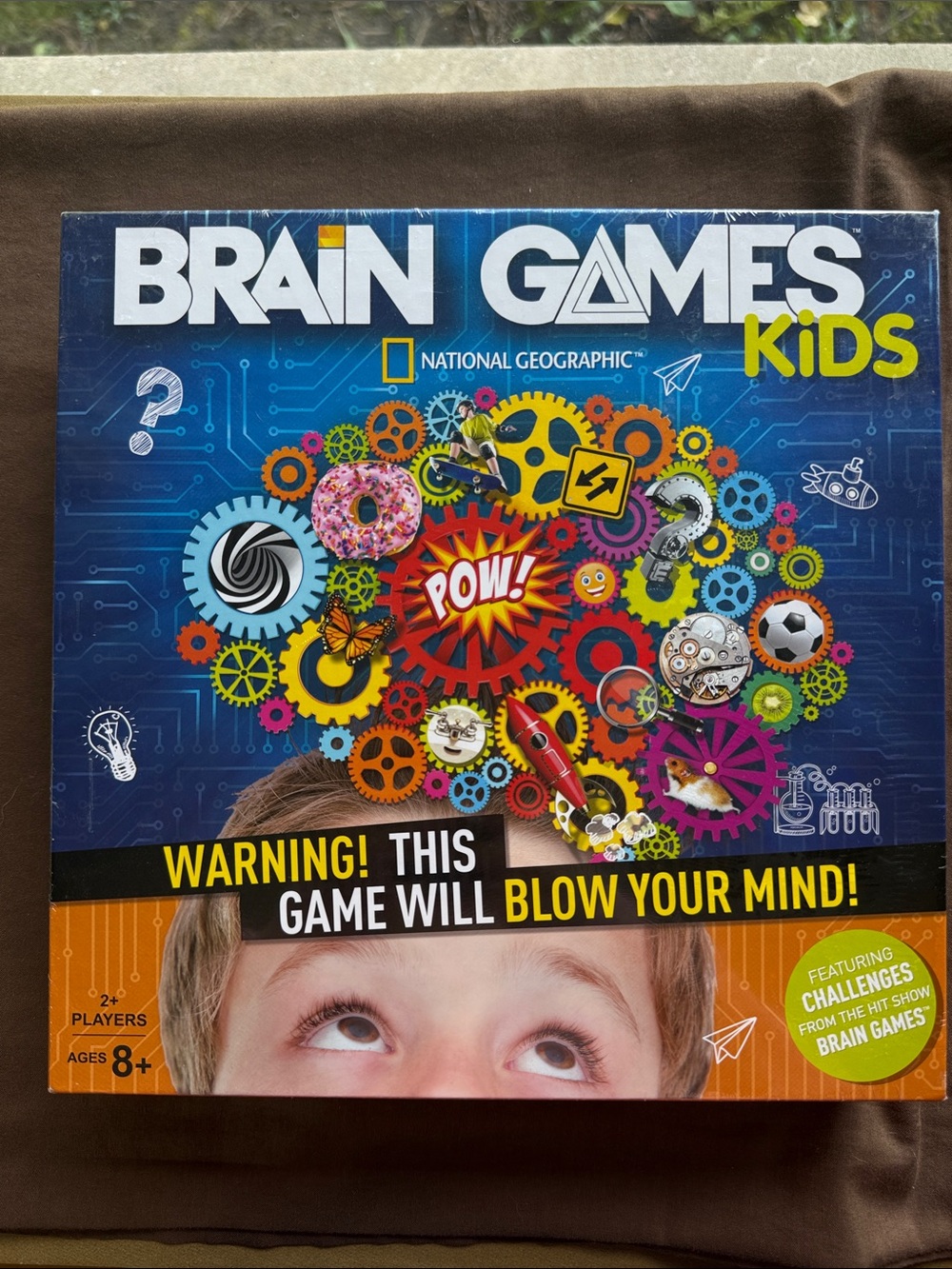 National Geographic Brain Games Kids Board Game - Blue Box with Multicolor Gears